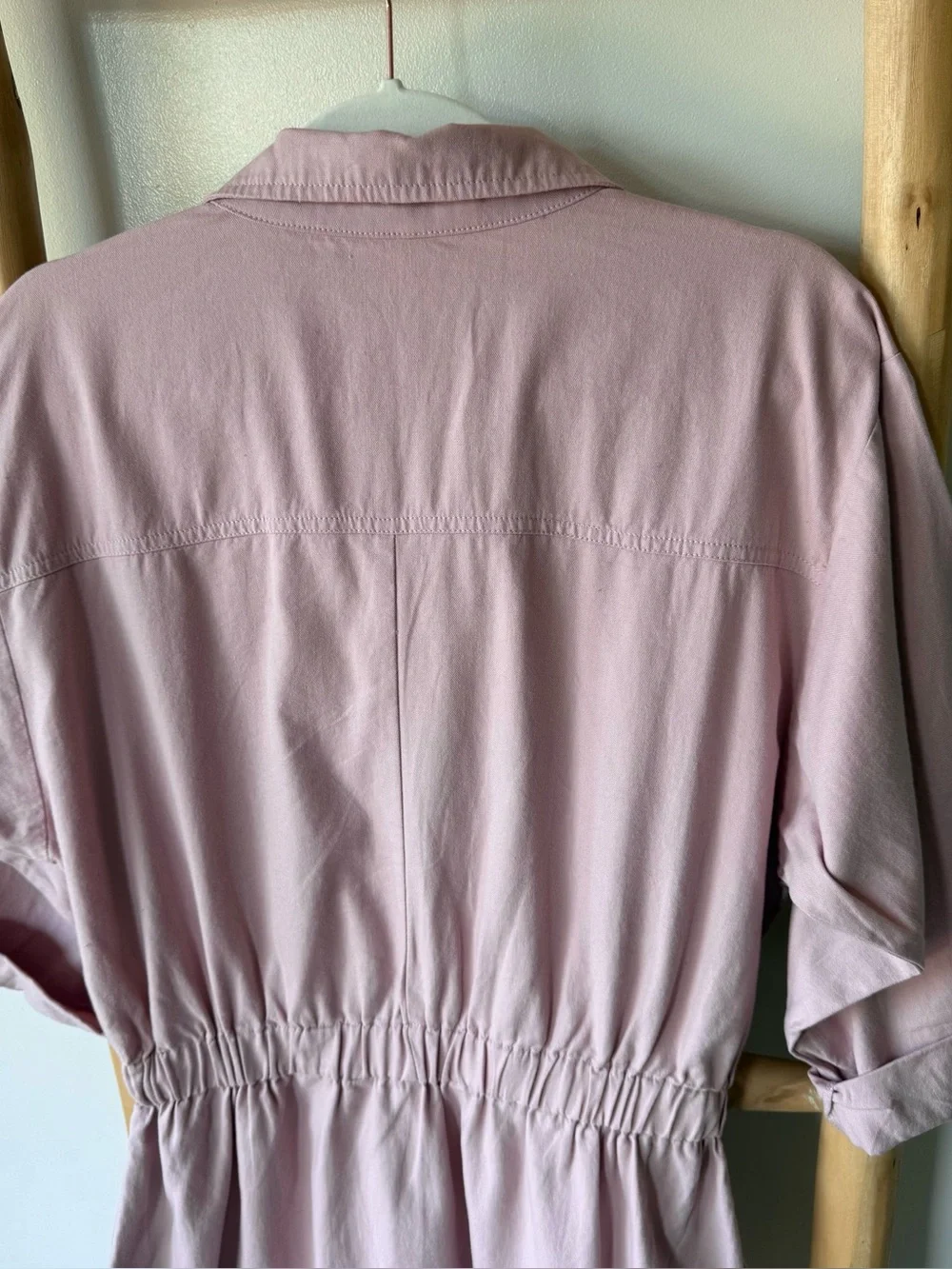 Free People Hazel Dusty Pink Cotton Utility Button Down Mini Dress S